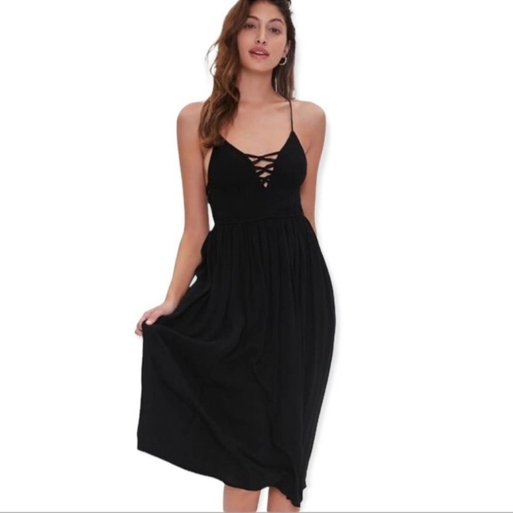 Forever 21 Lattice Cami‎ Black Dress​​​​